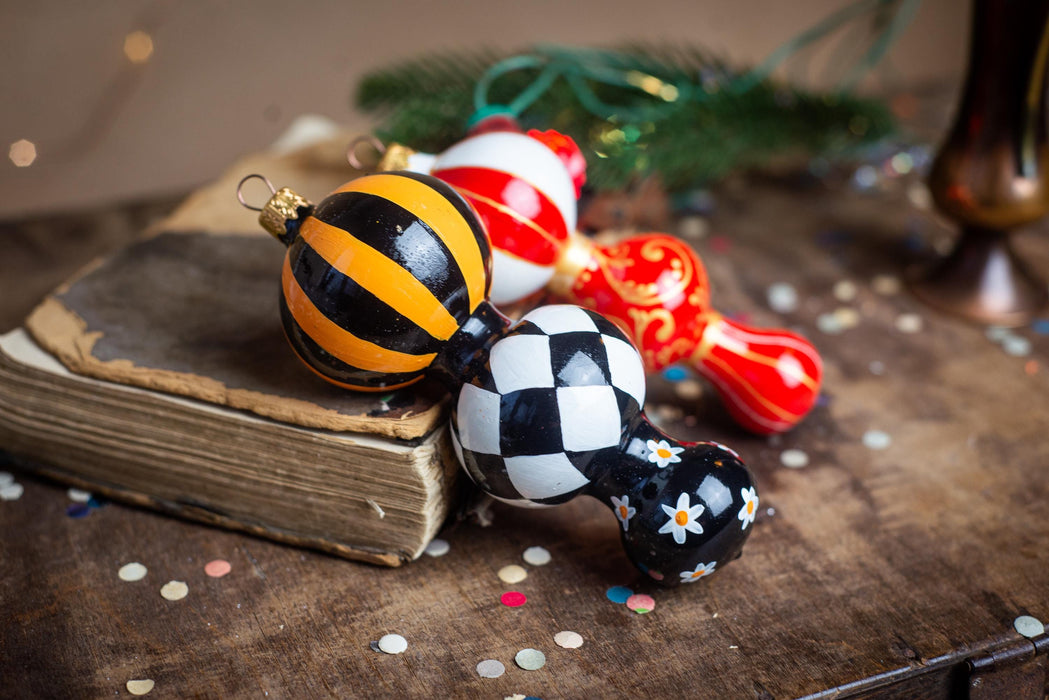 Hand-Painted Circus Harlequin Christmas Glass Ornament