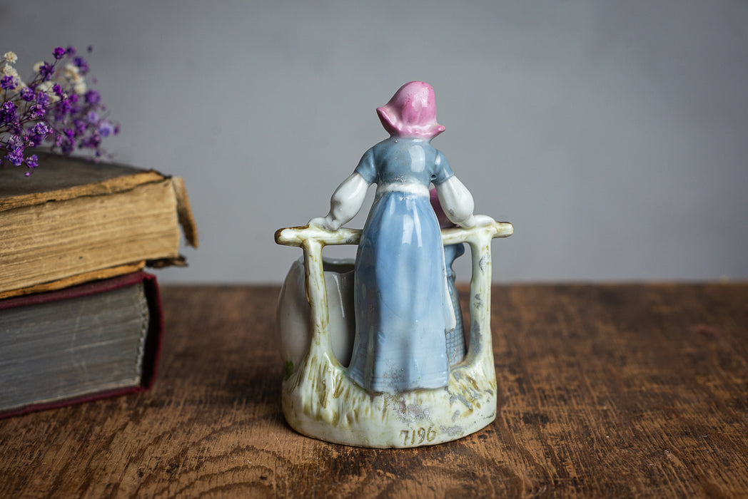 Easter Porcelain Figurine – Vintage Ceramic Woman With Girl Statuette