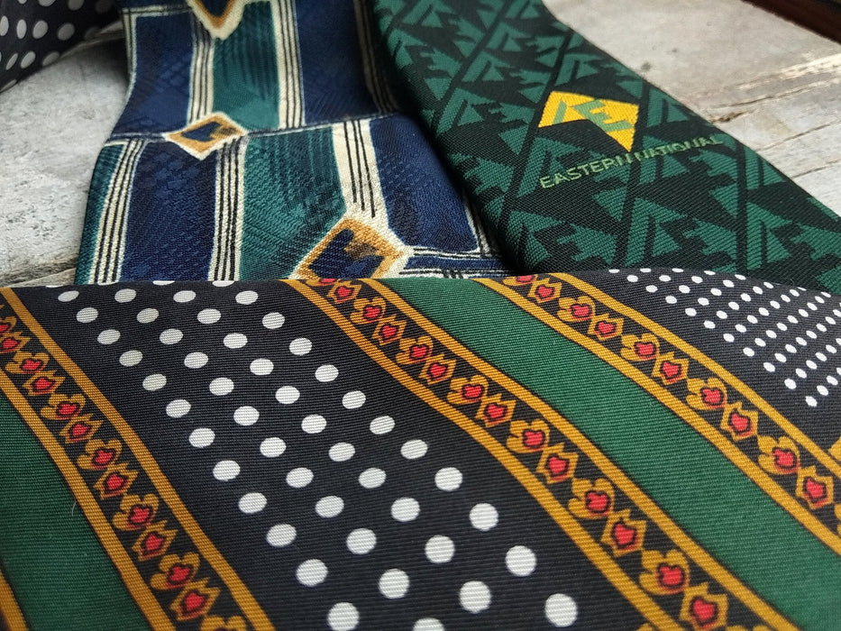 Vintage 1980s Geometric Silk Tie Options, Classic British Retro Menswear