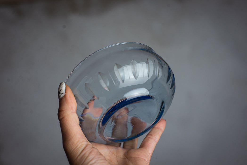 Vintage Blue Glass Serving Bowls – 1980s Set