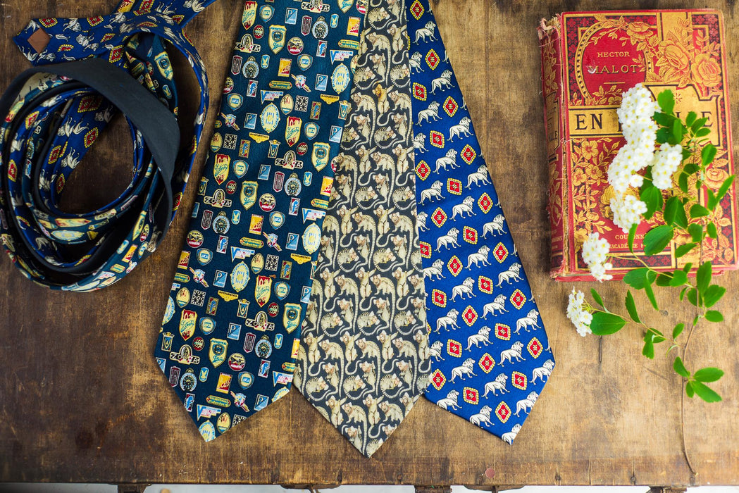 Vintage Silk Necktie, Designer Animal Print Tie, Italian Fashion Accessory, 100% Silk