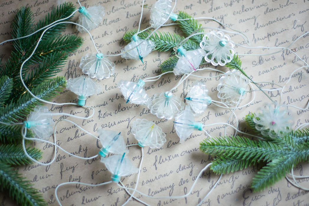 Vintage Flower Christmas Lights, Retro Christmas Tree Garland, Working Christmas String Lights
