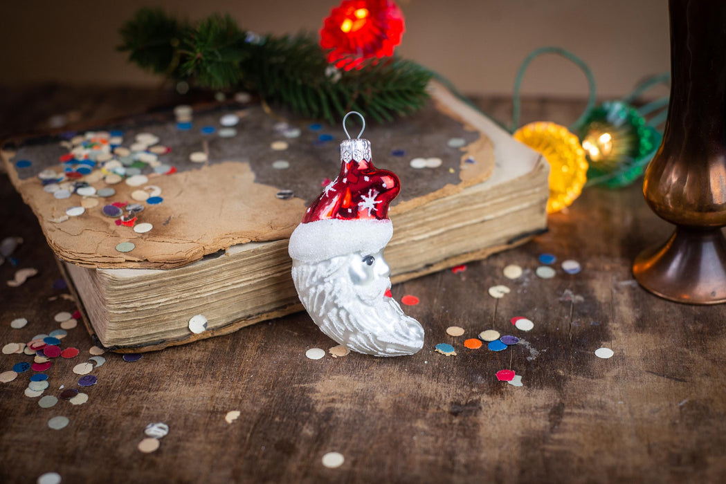 Vintage Santa Glass Ornament, Hand Blown Christmas