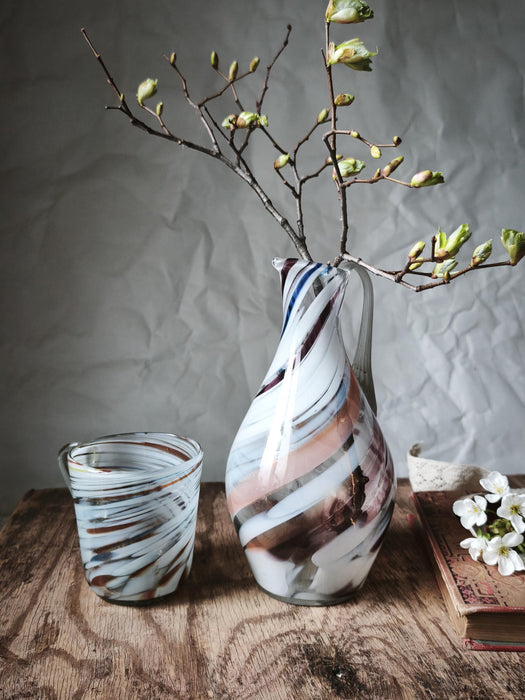 Murano-Style Blue Glass Pitcher and Mug Sets