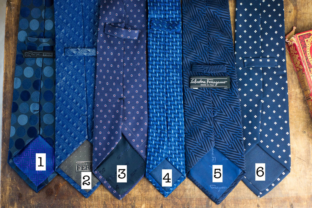 Vintage Blue Silk Neckties, Designer Wedding Tie Collection, Italian Formal Menswear