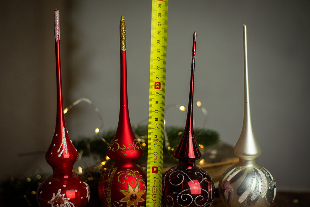 Topper for Christmas tree, Hand-painted, red Xmas tree accent