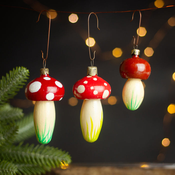 Vintage Mushroom Glass Ornament Fly Agaric Christmas Tree