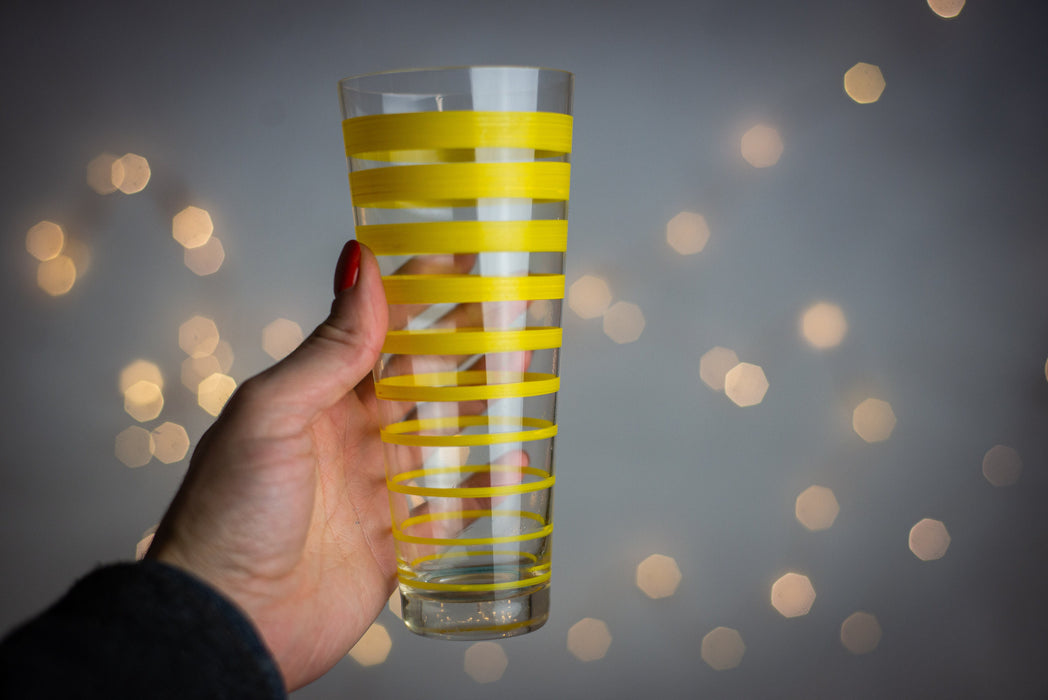 1980s Striped Drinking Glass – Yellow or Black