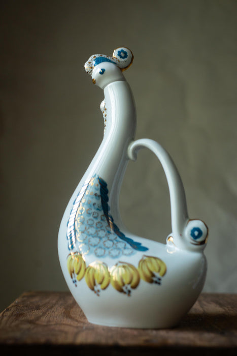 Vintage Ceramic Rooster Decanter Set, Rustic Barware, Folk Style Drink Set