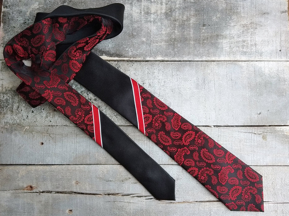 Vintage Silk Ties – Burgundy Necktie | Paisley, Striped & Skinny Printed Styles