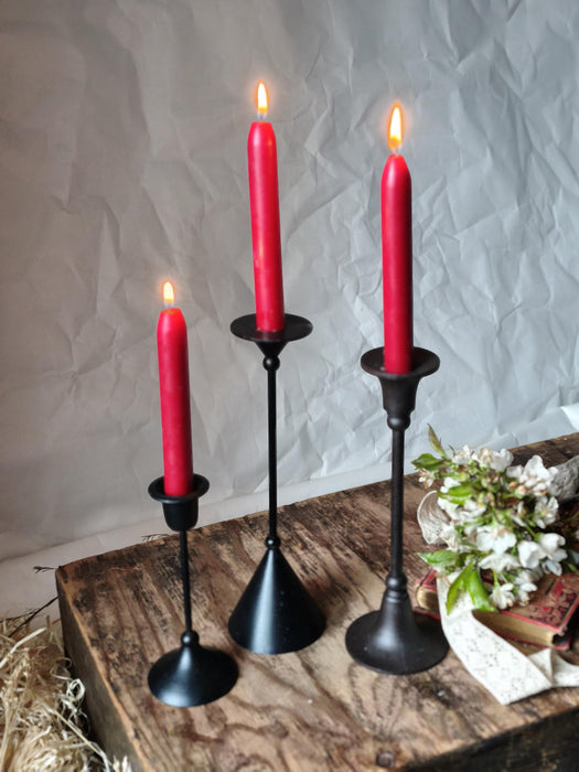 Black Metal Candle Holders, Minimalist Gothic Candlesticks, Moody Home Decor