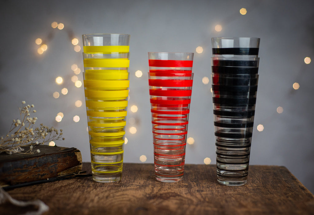 1980s Striped Drinking Glass – Yellow or Black