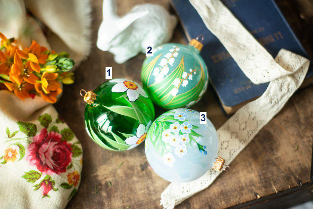 Hand Painted Easter Baubles – Floral Hanging Decorations | Glass Ornaments 9cm