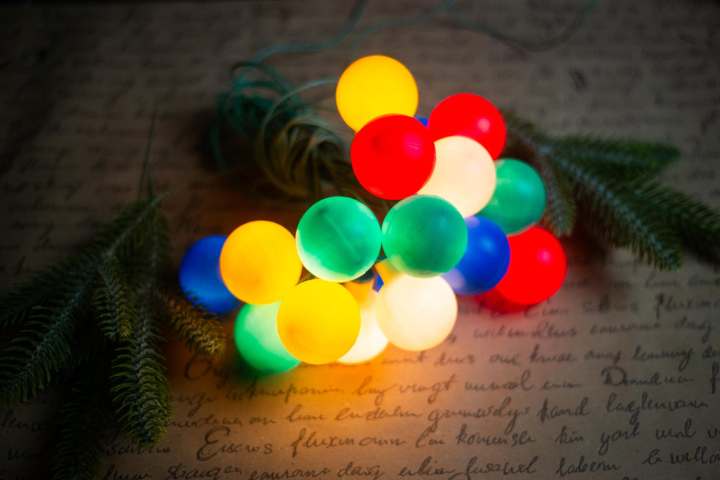 Vintage Globe Christmas Lights, Retro Christmas Tree Garland, Working Christmas String Lights