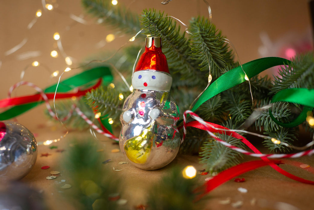 Vintage Glass Snowman Christmas Ornament