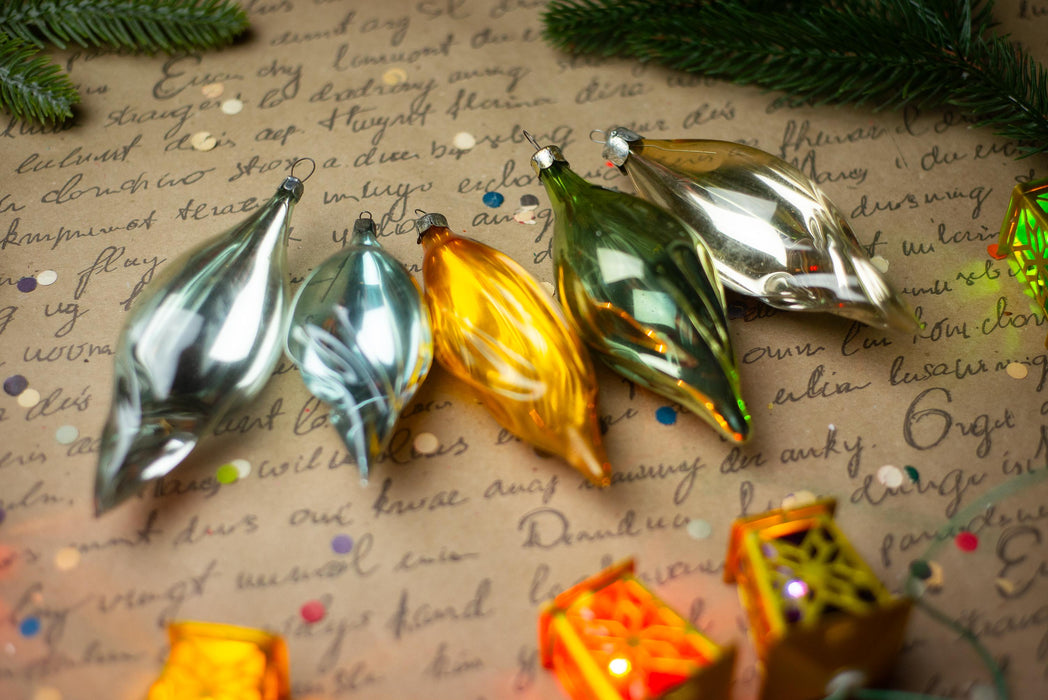 Glass Icicle Christmas Ornaments, Choose Set of 3 or 5