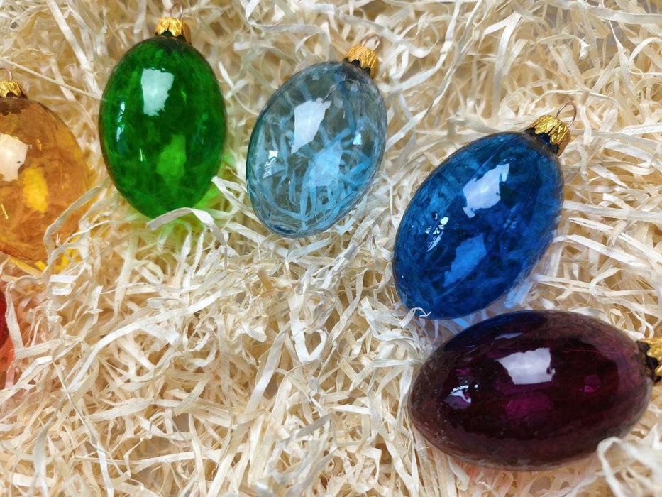 Glass Easter Egg Ornaments Set, Hanging Easter Tree Decor, Spring Glass Eggs