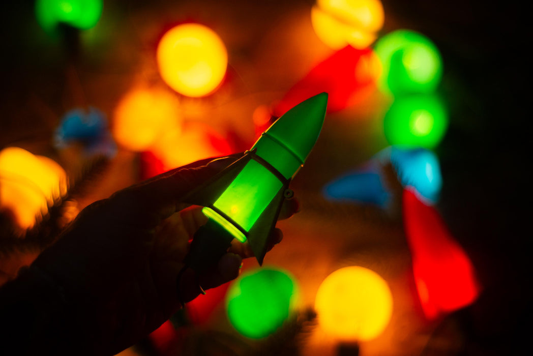 Vintage Space Christmas Lights, Rocket Tree Garland, Working Retro Christmas String Lights