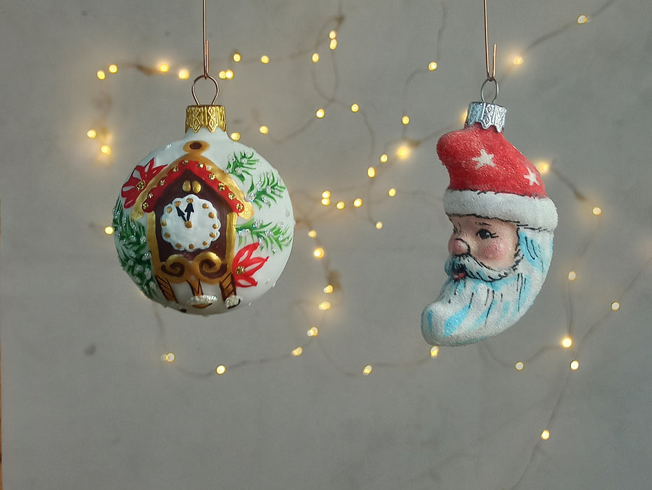 Vintage Santa Glass Ornament, Hand Blown Christmas