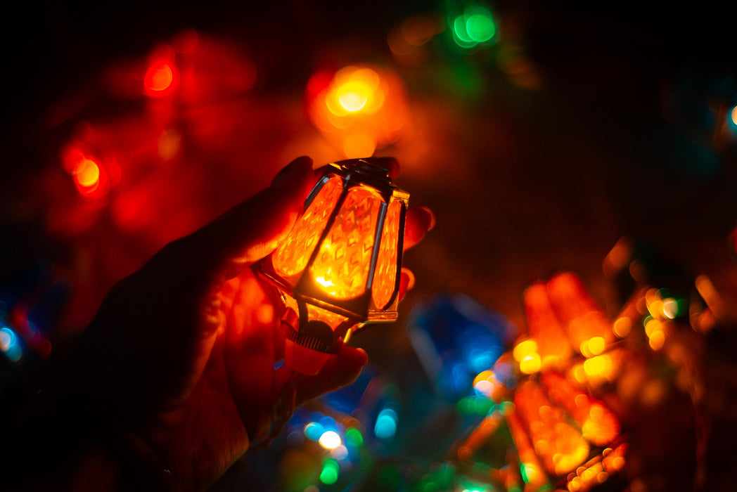Vintage Lantern Christmas Lights, Retro Tree String Lights, Working Holiday Garland