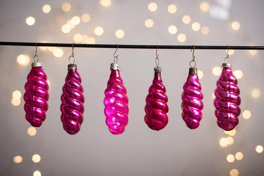 Vintage Christmas Ornaments Set – Pink Soviet Glass Icicles