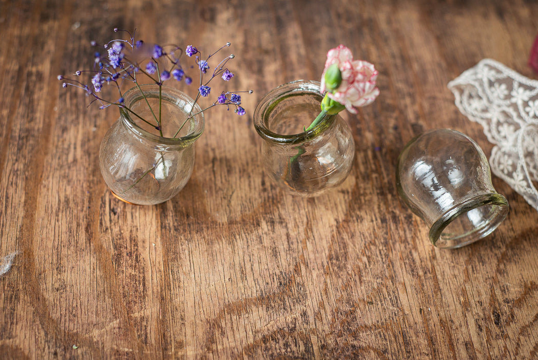 Vintage Cupping Jars, Clear Glass Set of 3 Medical Collectible