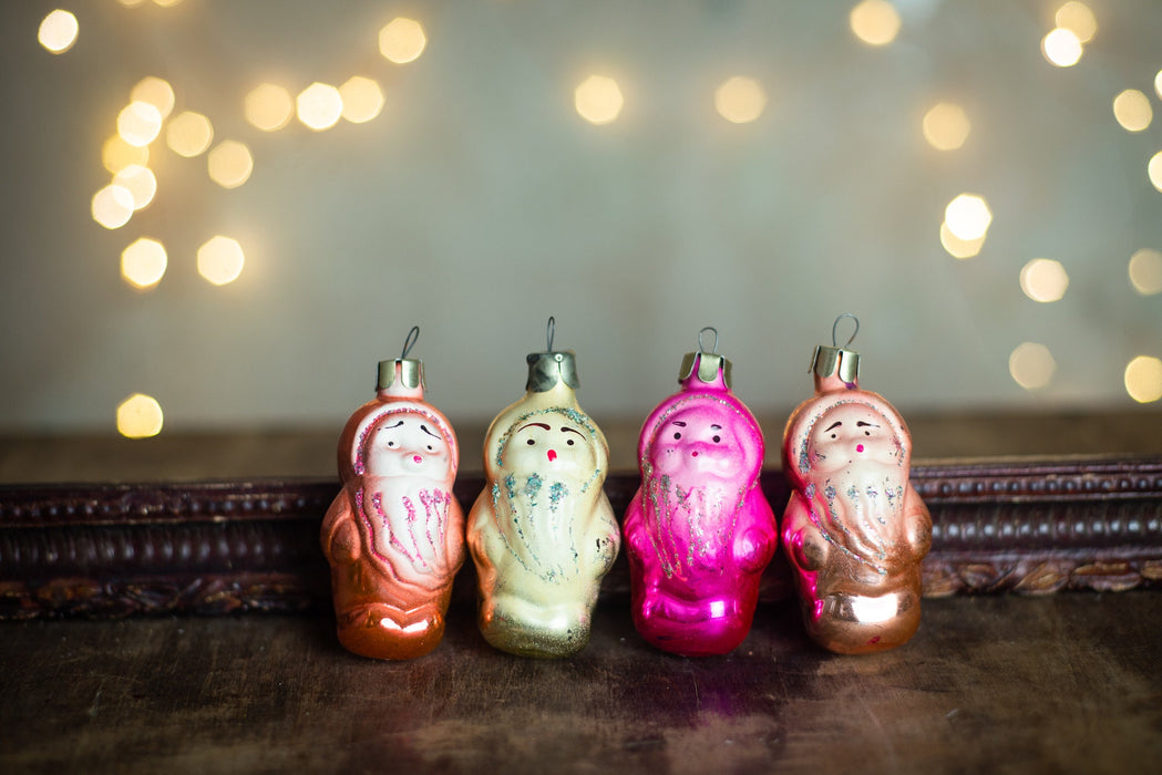 Gnome figurine, 1970s vintage glass Christmas ornaments