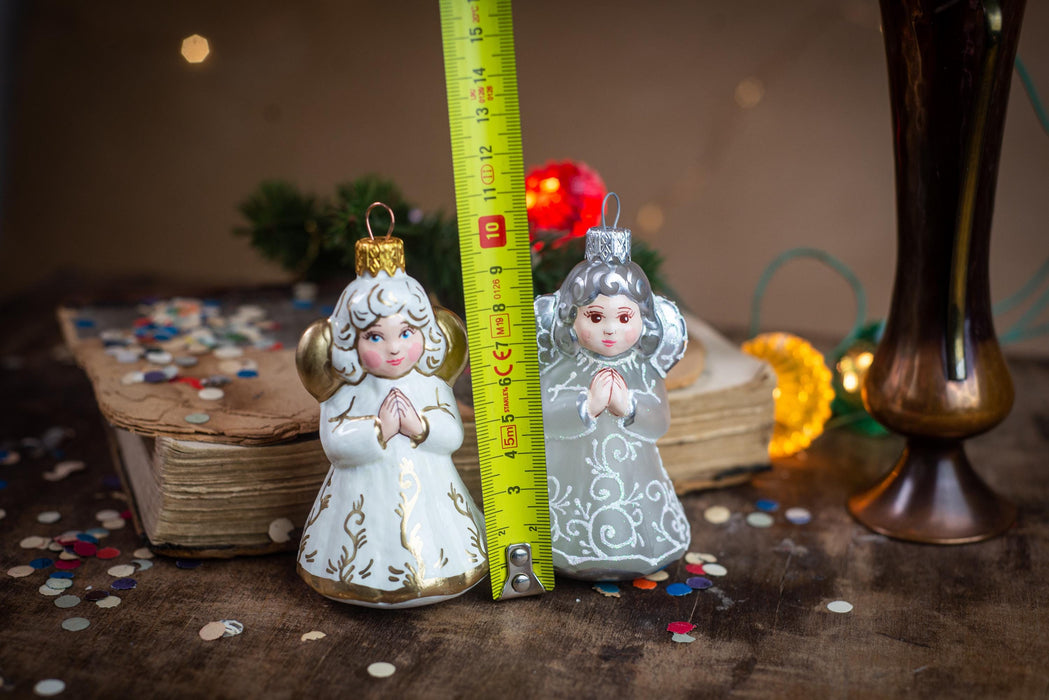 Vintage Glass Angel Ornament, White Christmas Tree