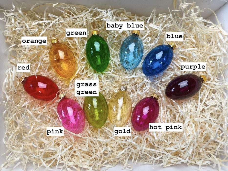 Glass Easter Egg Ornaments Set, Hanging Easter Tree Decor, Spring Glass Eggs