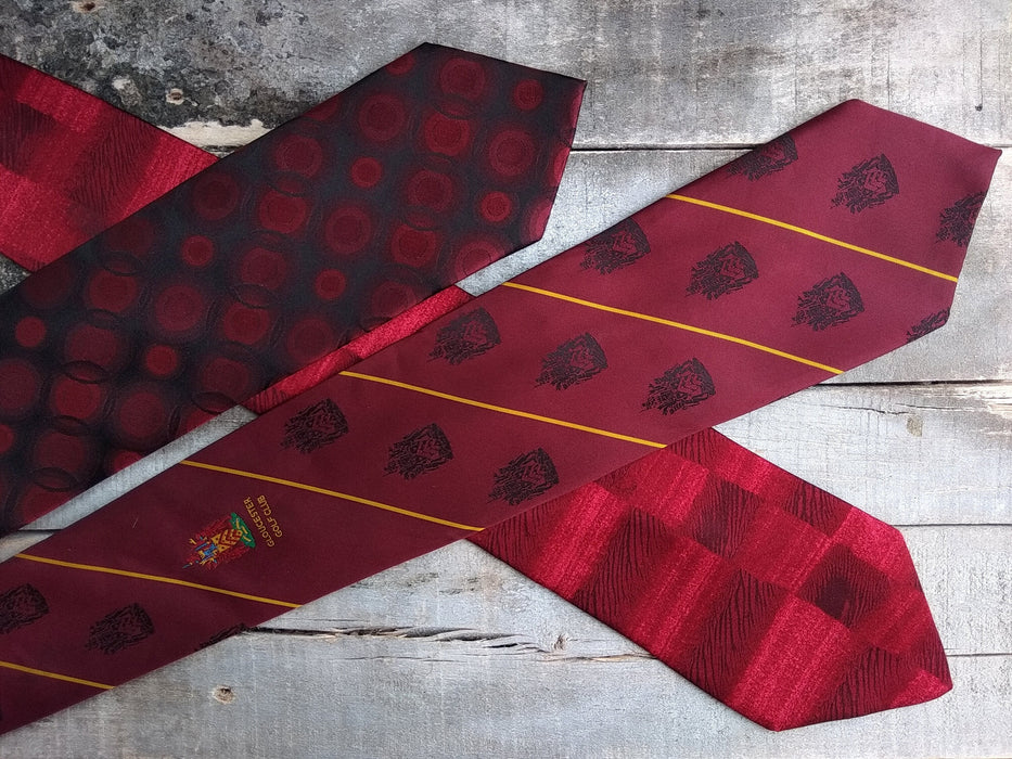 Vintage Burgundy Necktie, Silk Printed Tie, Retro Wedding Mens Accessory