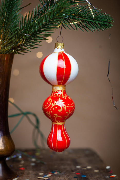 Hand-Painted Circus Harlequin Christmas Glass Ornament