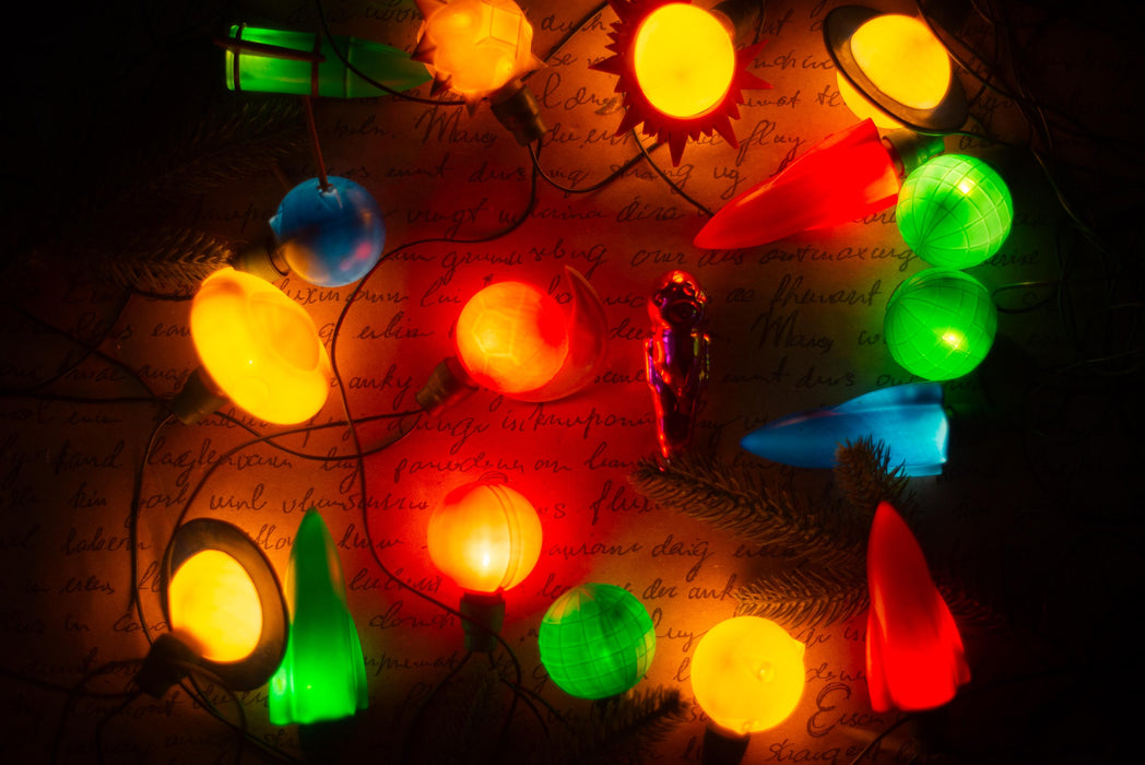 Vintage Space Christmas Lights, Rocket Tree Garland, Working Retro Christmas String Lights