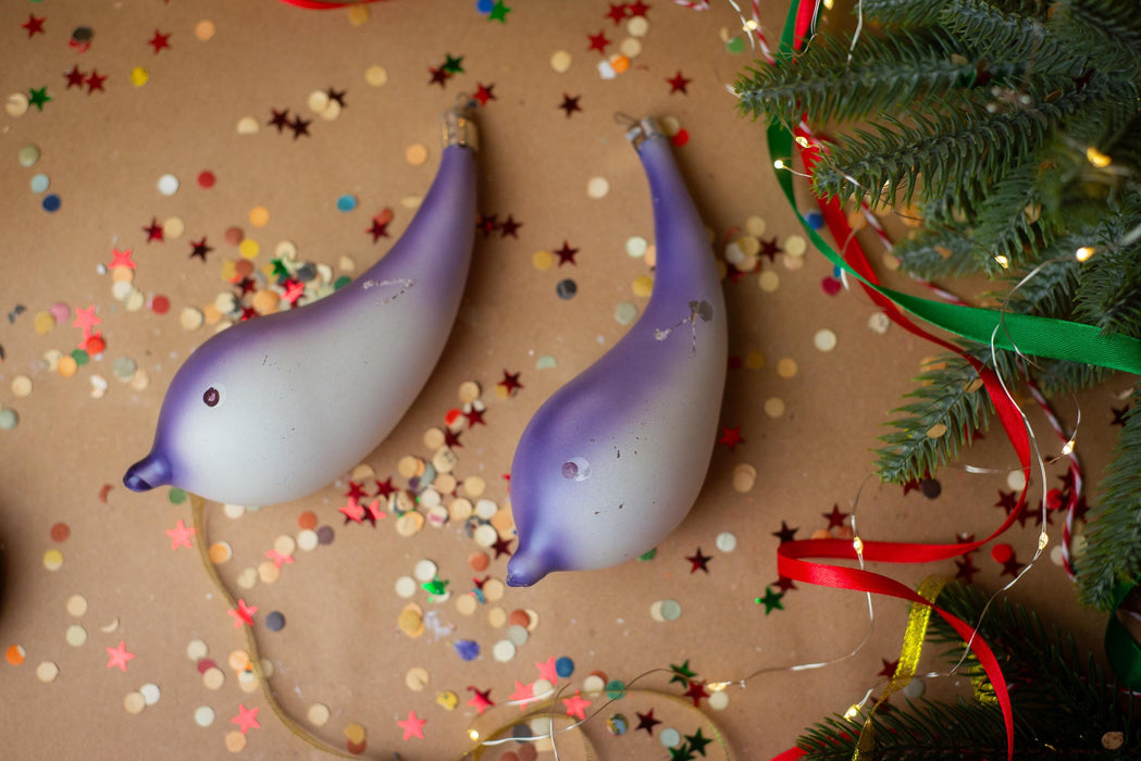 Vintage Purple Ombre Glass Dolphin Christmas Ornament