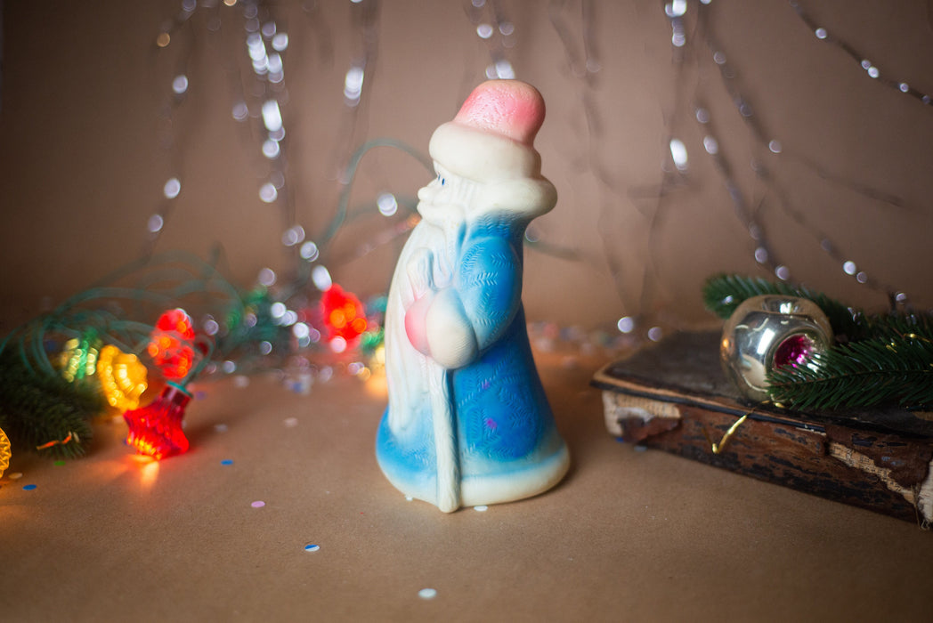 Vintage Santa Claus Rubber Figurine, Rustic Christmas