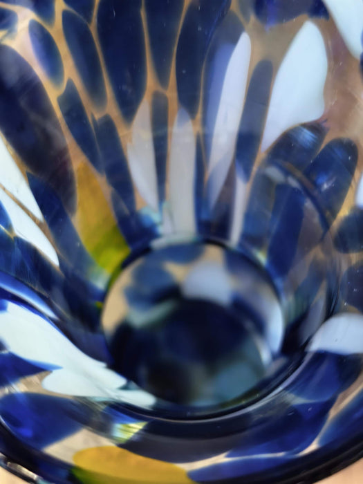 Vintage Murano Style Glass Vase, Cobalt Blue Art Glass, 1970s Bud Vase