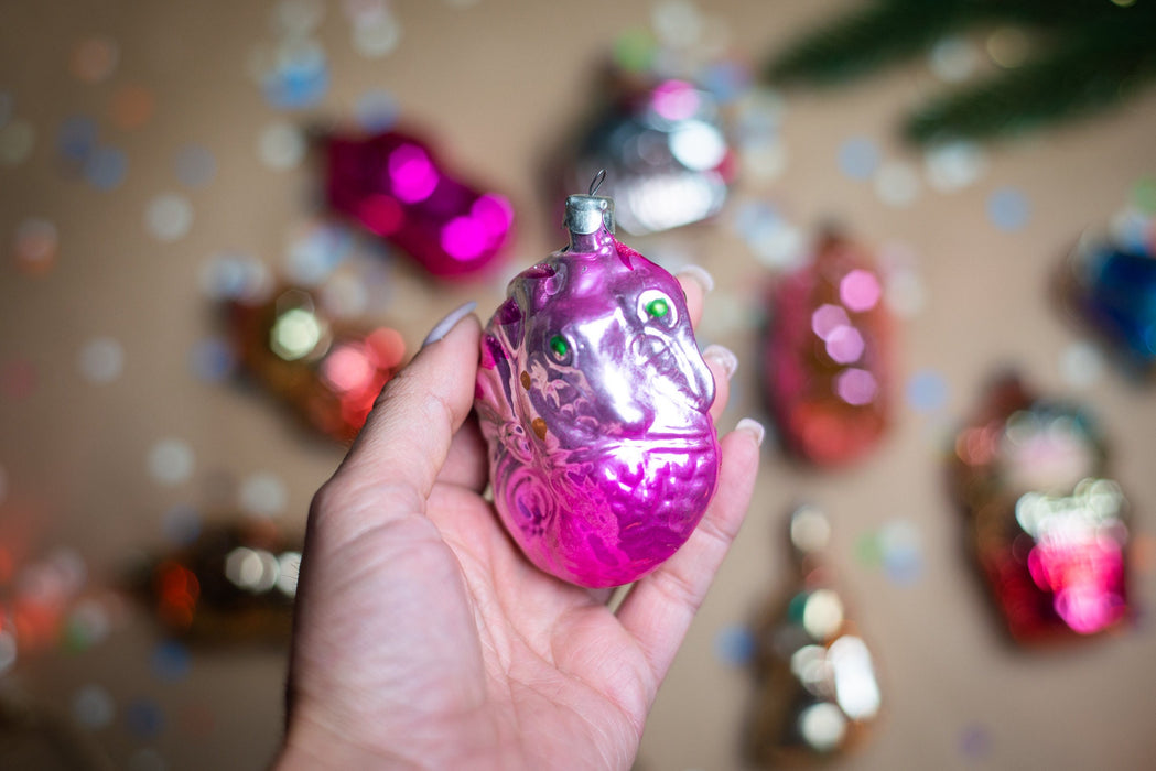 Vintage Glass Animal Christmas Ornaments, Mid Century
