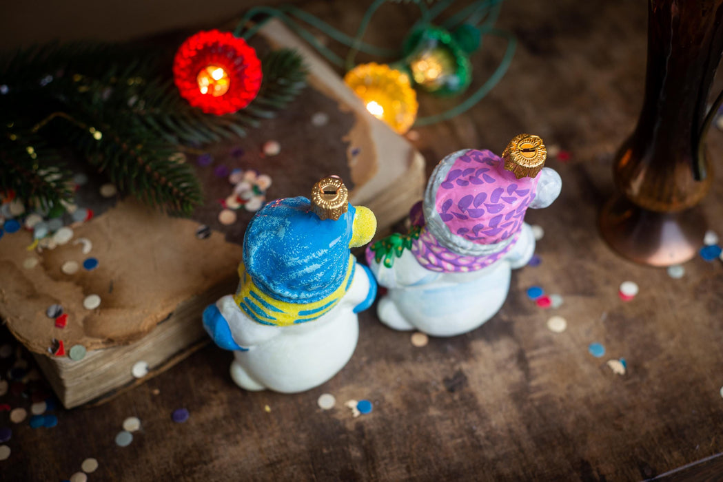 Hand-Painted Snowman Glass Christmas Ornaments