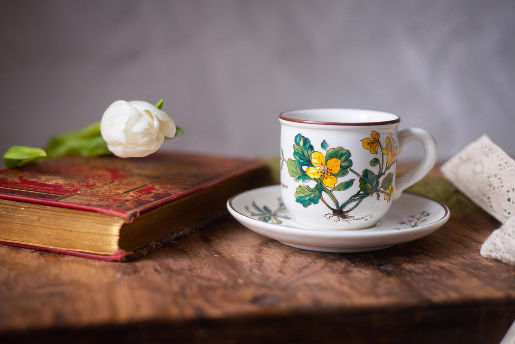 Vintage Villeroy & Boch Botanica Espresso Cup and Saucer Floral Porcelain