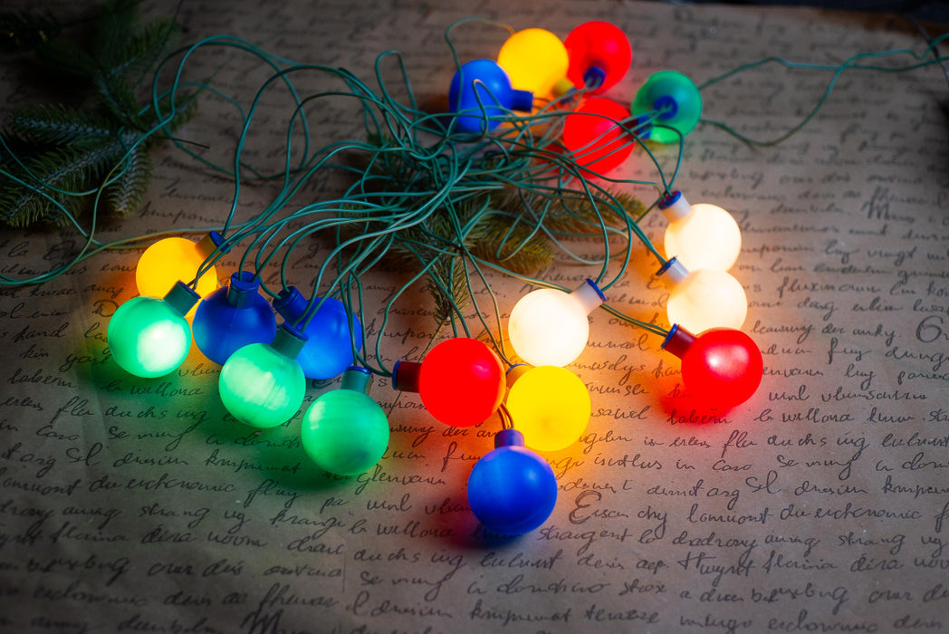 Vintage Globe Christmas Lights, Retro Christmas Tree Garland, Working Christmas String Lights